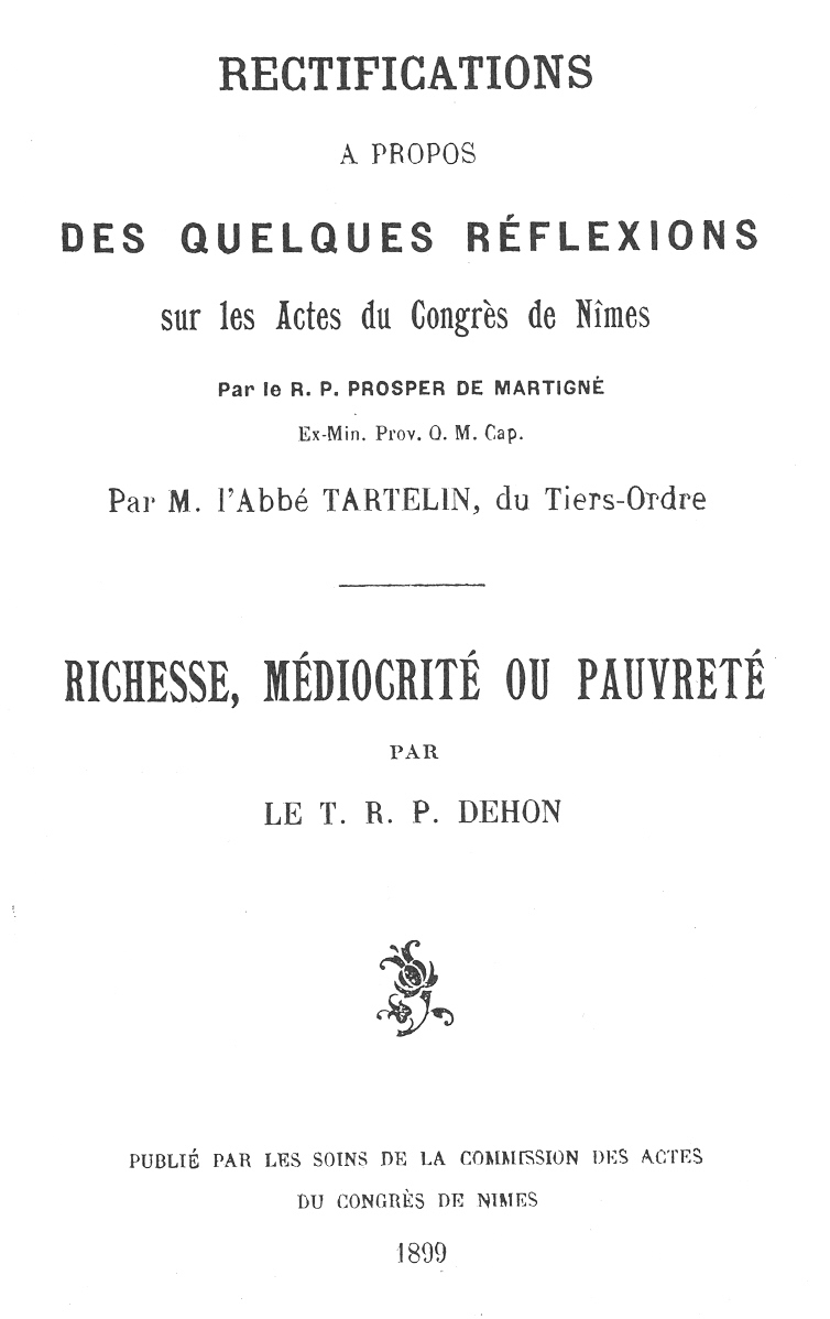 L. Dehon, Richesse, médiocrité ou pauvreté, 1899.